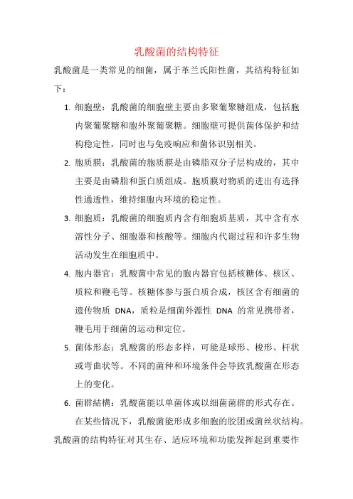 乳酸菌的结构特征