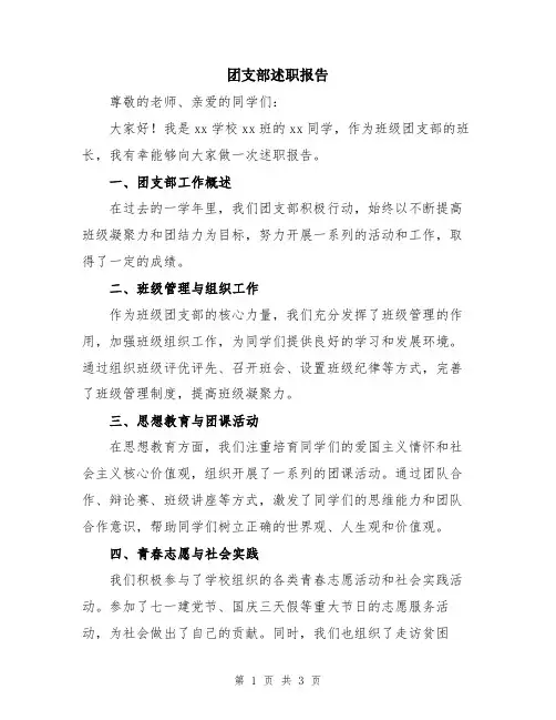 团支部述职报告