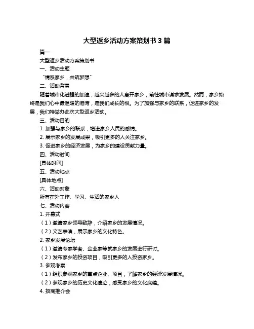 大型返乡活动方案策划书3篇