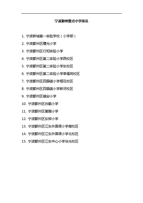 宁波鄞州重点小学排名