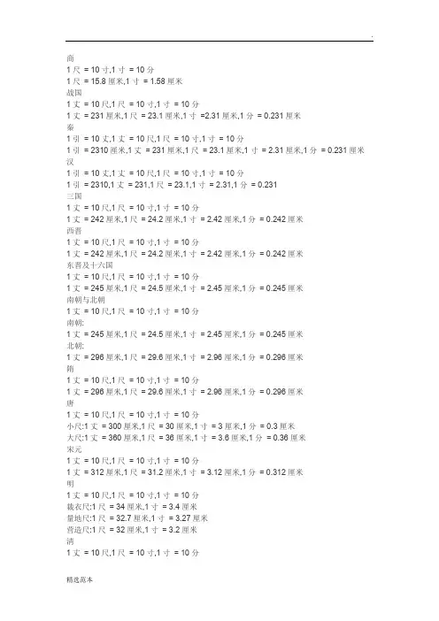 古代长度计量单位