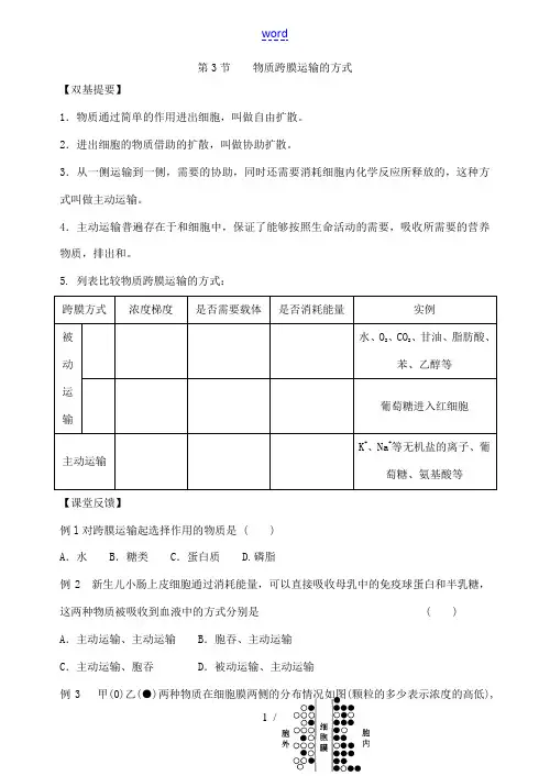 物质跨膜运输的方式