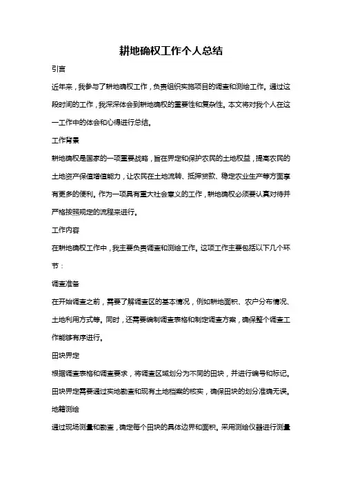 耕地确权工作个人总结