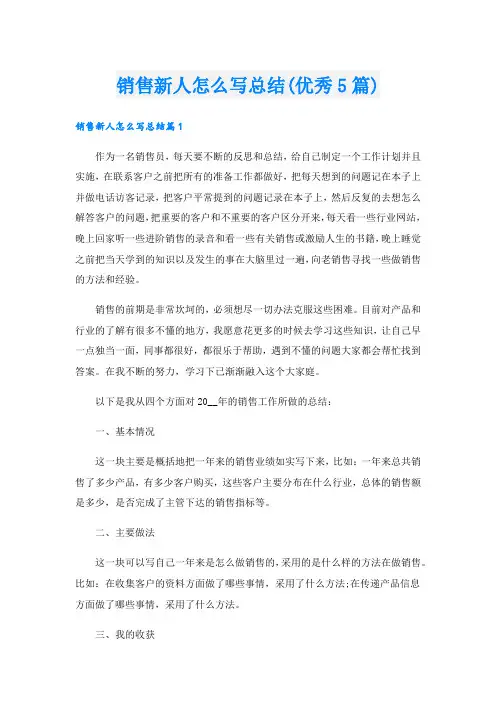 销售新人怎么写总结(优秀5篇).doc