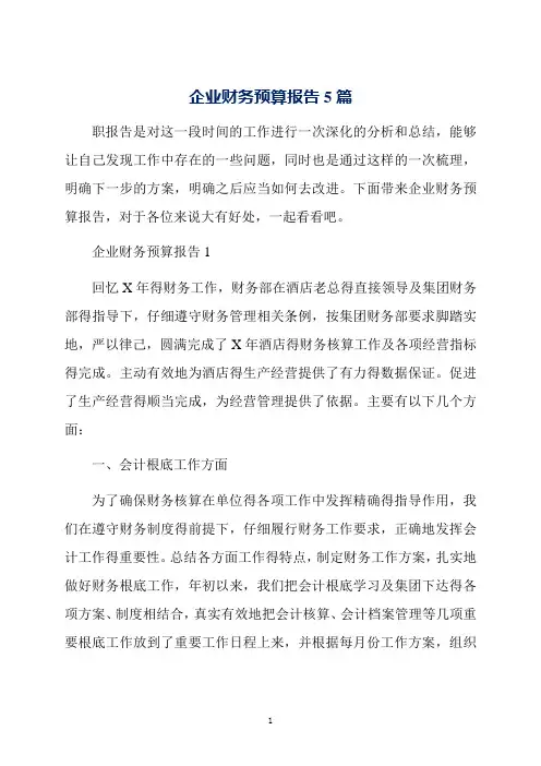 企业财务预算报告5篇