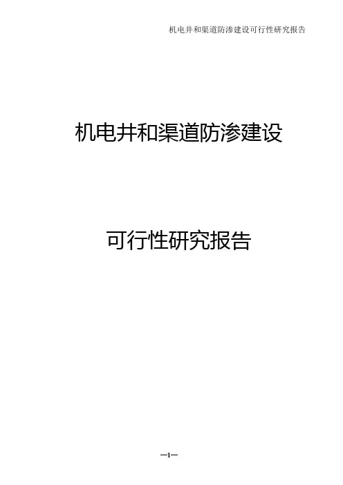 机电井和渠道防渗建设可行性研究报告