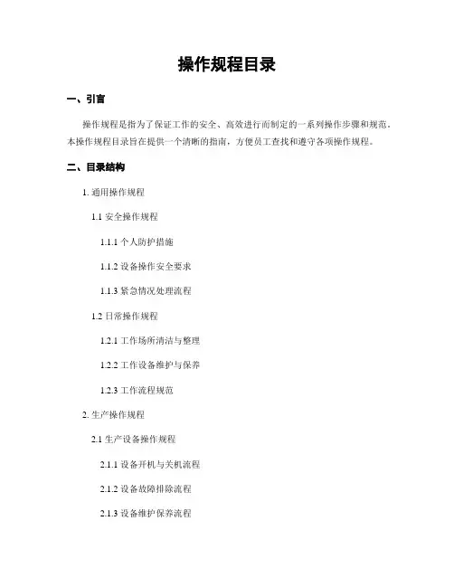 操作规程目录