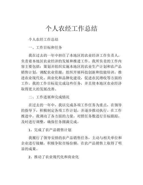 个人农经工作总结