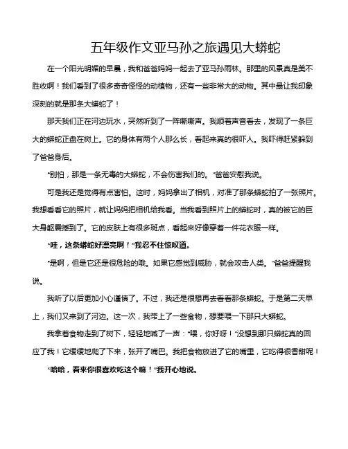 五年级作文亚马孙之旅遇见大蟒蛇
