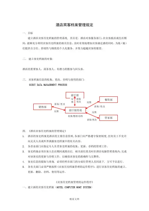 最新资料酒店宾客档案管理规范