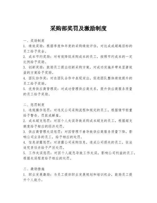 采购部奖罚及激励制度