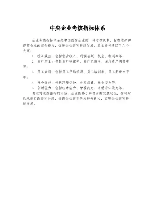 中央企业考核指标体系
