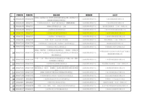 2016年上海展会日程表最全的