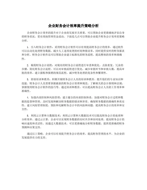 企业财务会计效率提升策略分析