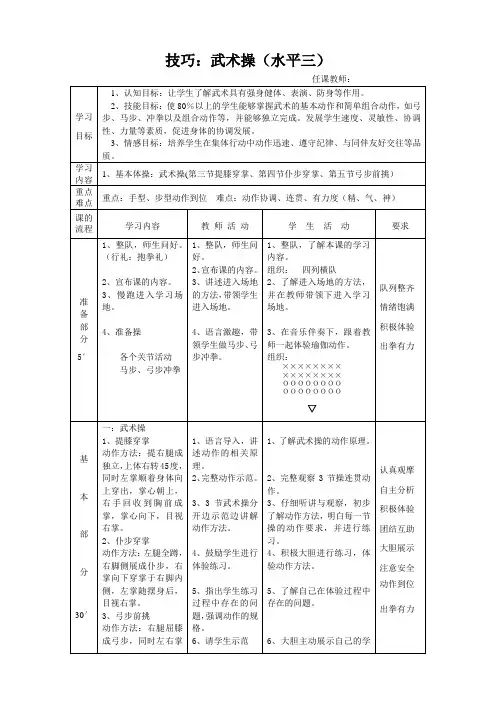 技巧武术操(水平三)