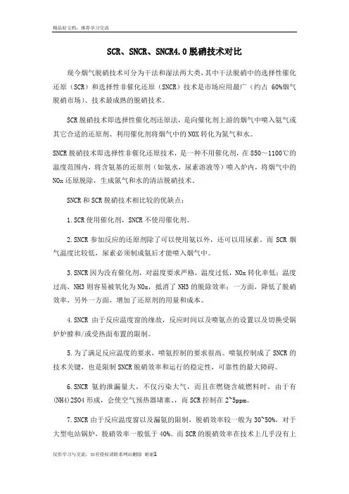 最新SCR、SNCR、SNCR4.0脱硝技术优缺点