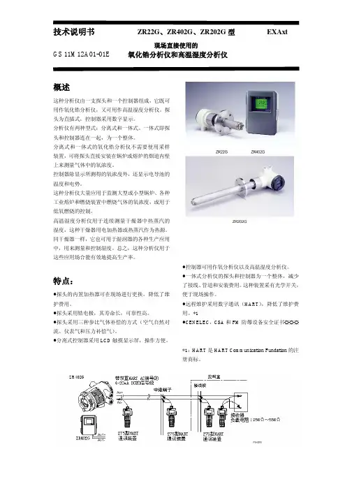 氧化锆分析仪和高温湿度分析仪 ZR22G、ZR402G、ZR202G 型 技术说明书