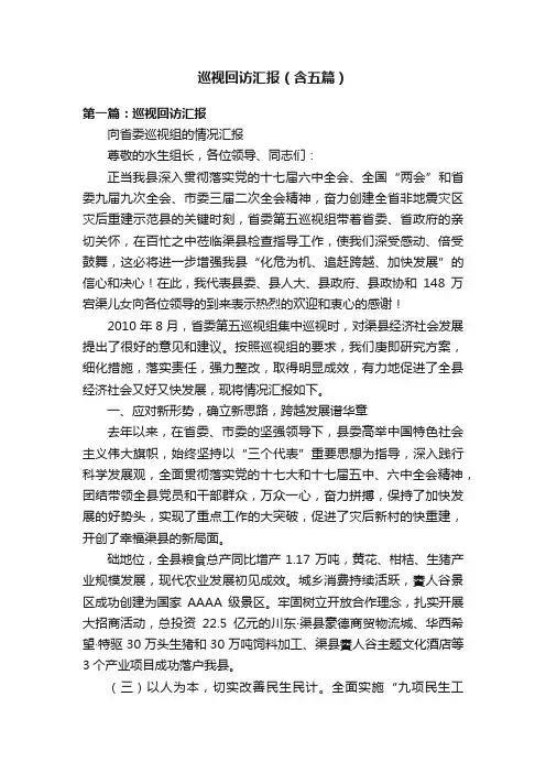 巡视回访汇报（含五篇）
