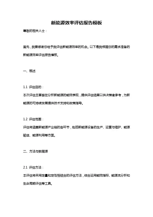 新能源效率评估报告模板