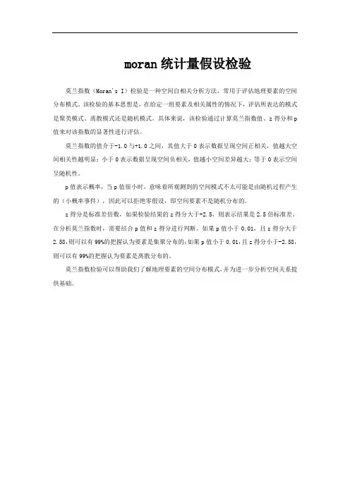 moran统计量假设检验