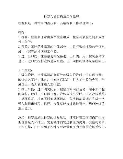 柱塞泵的结构及工作原理