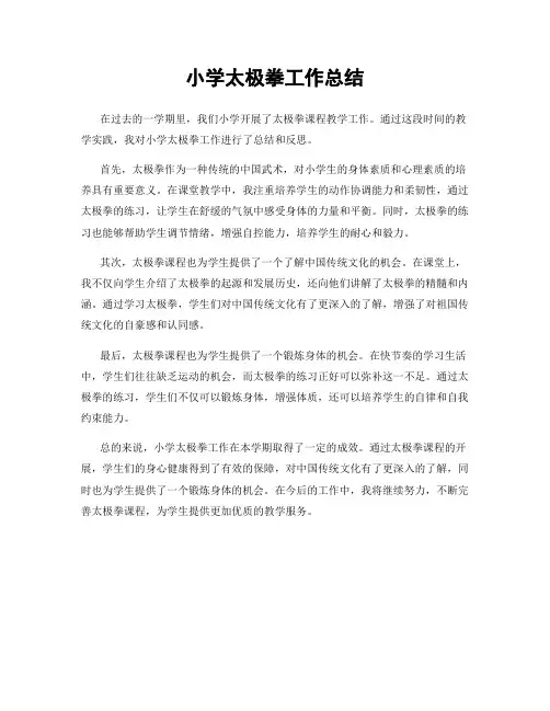 小学太极拳工作总结