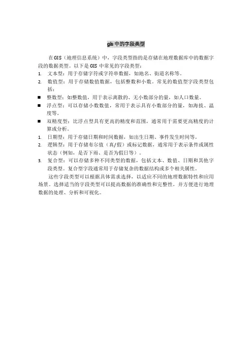 gis中的字段类型