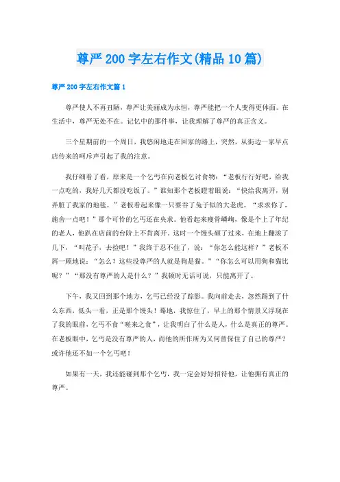 尊严200字左右作文(精品10篇)