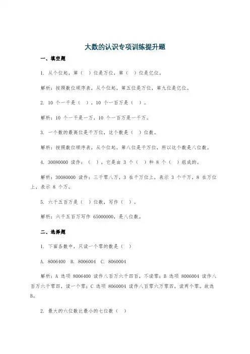 大数的认识专项训练提升题