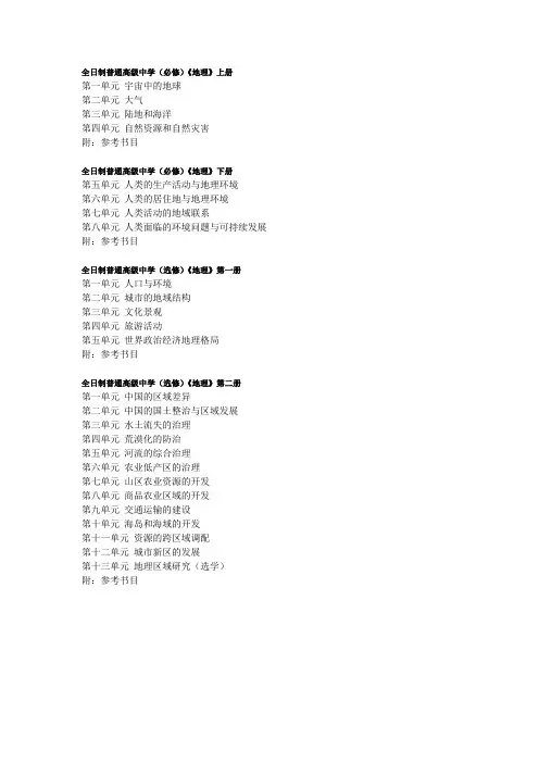 高中地理目录