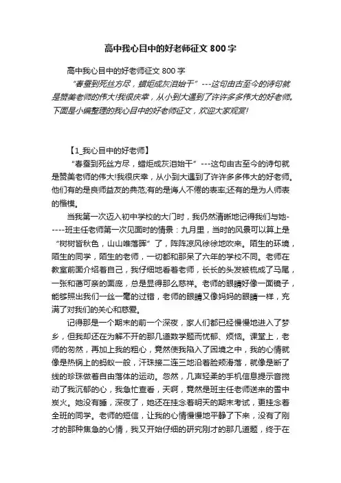 高中我心目中的好老师征文800字