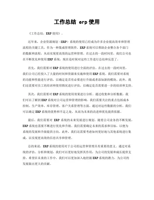 工作总结 erp使用