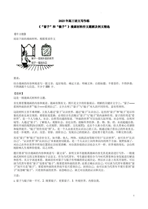 2023年高三语文写作练《“窗子”和“镜子”》漫画材料作文题解及例文精选