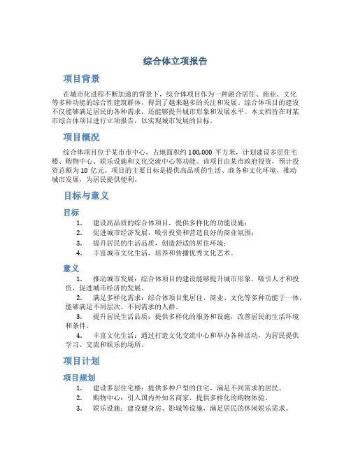 综合体立项报告