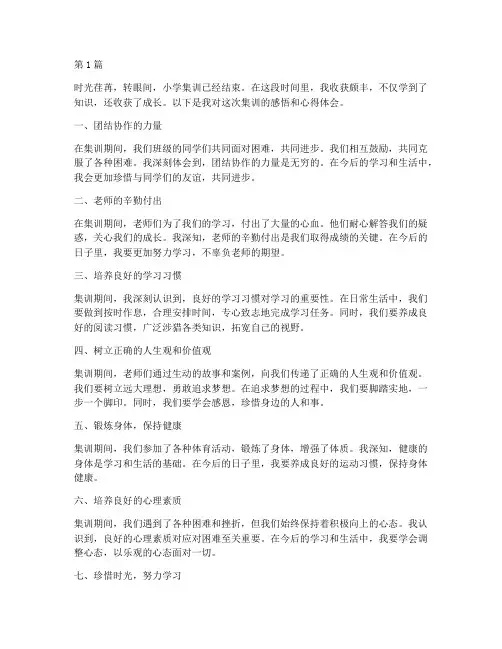小学集训感悟心得体会(3篇)