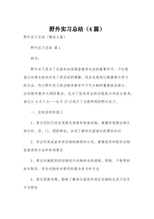 野外实习总结(4篇)