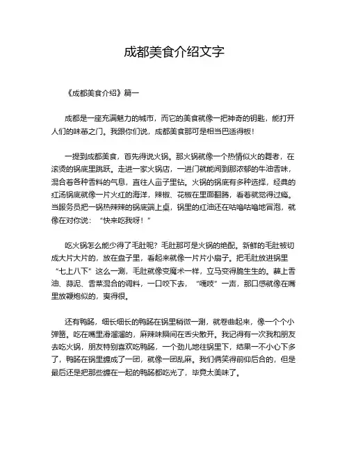 成都美食介绍文字