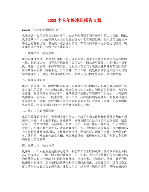 2023个人年终述职报告5篇