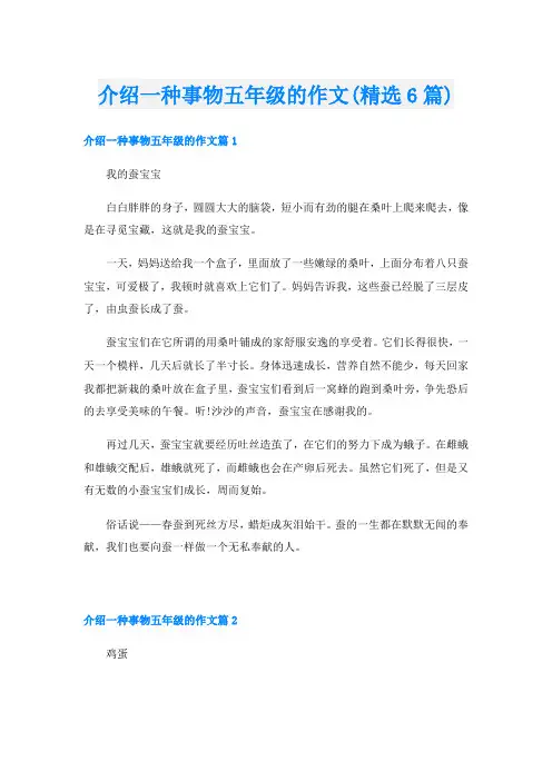 介绍一种事物五年级的作文(精选6篇)
