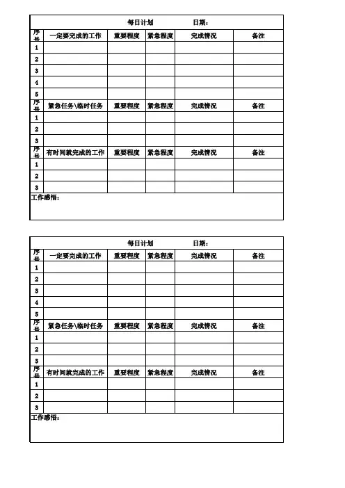 每日工作时间管理表