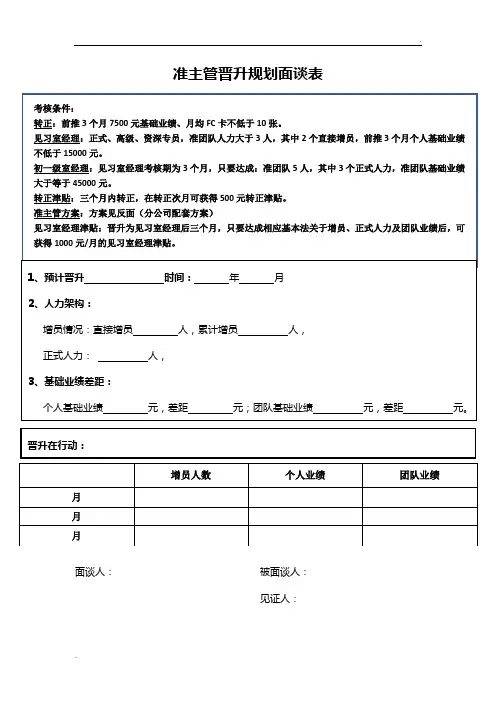 面谈表5：准主管晋升规划面谈表
