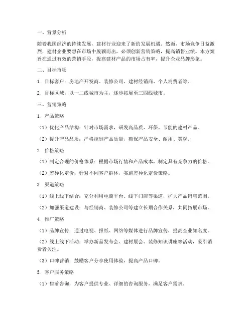 建材渠道销售营销方案