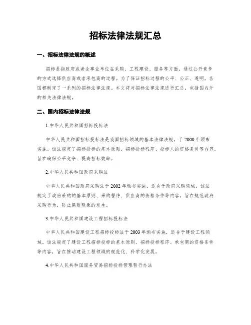 招标法律法规汇总