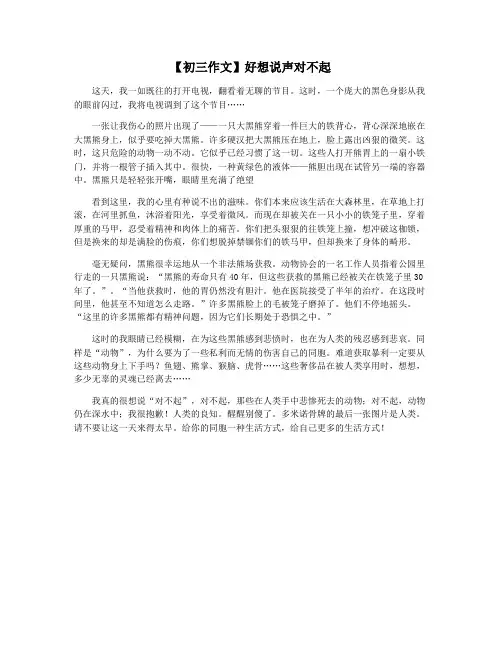 【初三作文】好想说声对不起