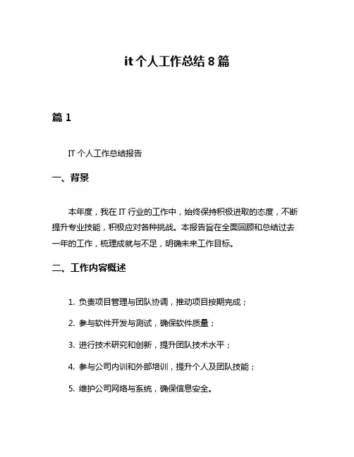 it个人工作总结8篇