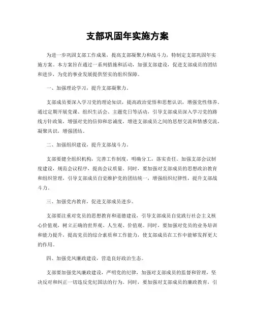 支部巩固年实施方案