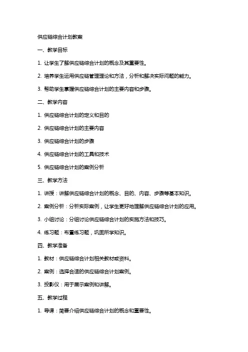 供应链综合计划教案