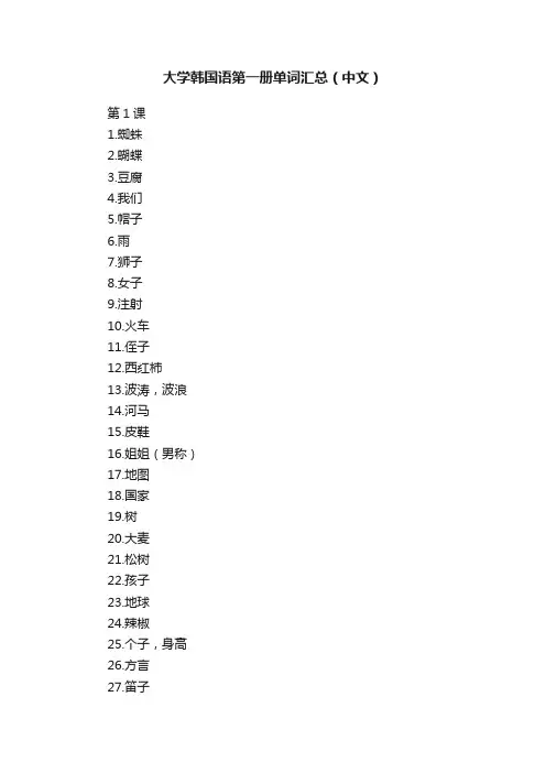 大学韩国语第一册单词汇总（中文）