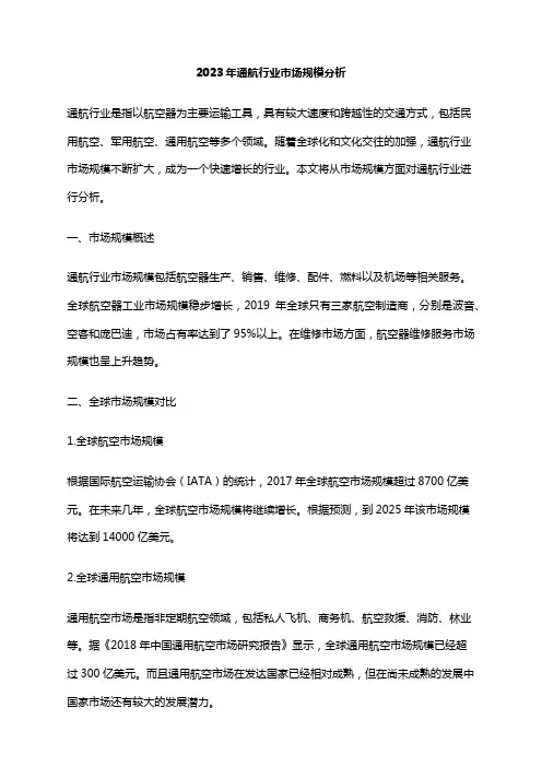 2023年通航行业市场规模分析