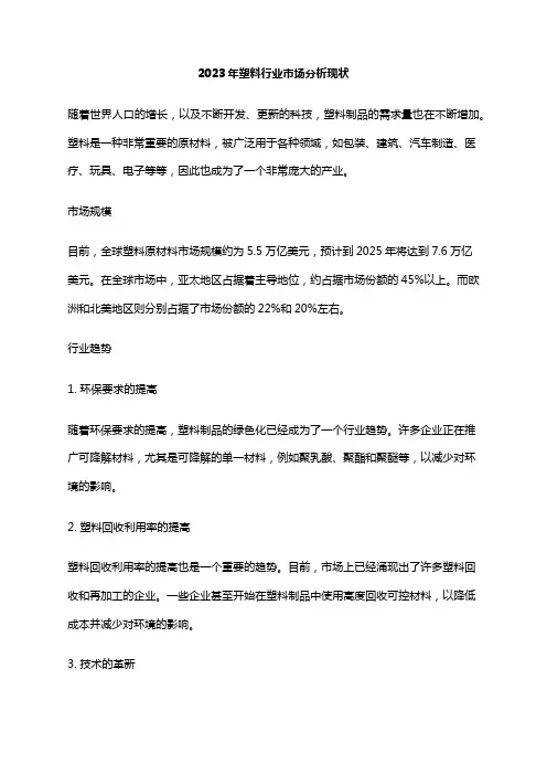 2023年塑料行业市场分析现状
